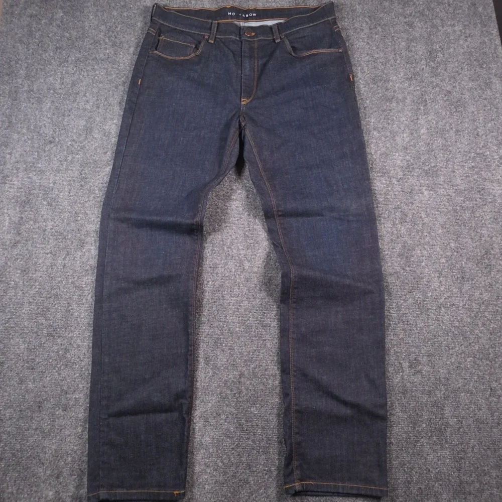 Mott & Bow Crosby Slim Jeans Mens 36x32 Dark Indigo Blue Straight Leg Denim